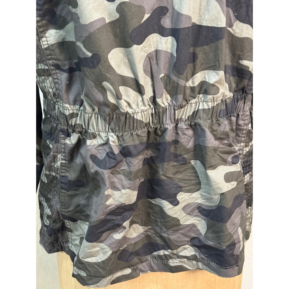 Love Tree Womens Camo Print Utility Field Jacket Green Zip Front Pockets L - Picture 9 of 14
